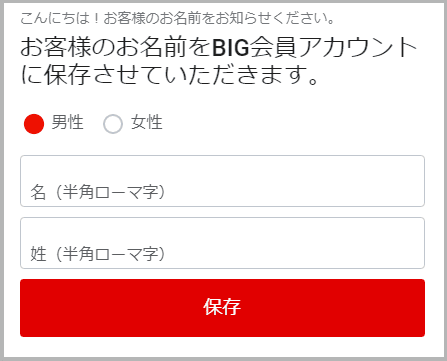 BIGメンバーの登録フォーム
