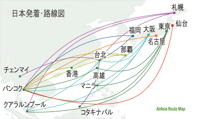 エアアジアの路線図